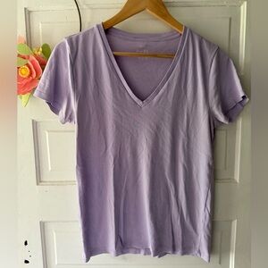 J. Crew Purple Fine Rib Cotton Short Sleeve T-Shirt